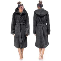 Linnick Teddy Pluche Badjas met Capuchon inclusief Teddy Tas - dark grey - M