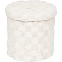 Atmosphera Opvouwbare Poef Geruit - Ø38xH38cm - Beige