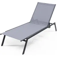 Costway Ligstoel, tuinligstoel met verstelbare rugleuning en sneldrogende stof, belastbaar tot 150 kg, ligstoel voor tuin, terras, zwembad, 199,5 x 70 x 35 cm