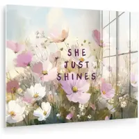 MuchoWow Glasschilderij 40x30 cm - Schilderij acrylglas - Quote - Bloemen - Schilderachtig - Foto op glas - Muurdecoratie woonkamer - Wanddecoratie slaapkamer - Schilderijen