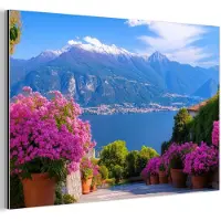 MuchoWow Aluminium schilderij 30x20 cm - Wanddecoratie metaal - Lake Como - Italië - Landschap - Metalen muurdecoratie woonkamer - Decoratie industrieel - Foto op dibond - Industriële accessoires slaapkamer