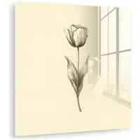 MuchoWow Glasschilderij 90x90 cm - Schilderij acrylglas - Illustratie - Tulp - Zwart - Foto op glas - Muurdecoratie woonkamer - Wanddecoratie slaapkamer - Schilderijen