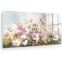 MuchoWow Glasschilderij 40x20 cm - Schilderij acrylglas - Quote - Bloemen - Schilderachtig - Foto op glas - Muurdecoratie woonkamer - Wanddecoratie slaapkamer - Schilderijen