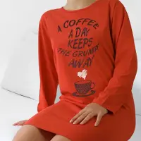 Temptation Dames Nachthemd - Bigshirt - Lange Mouw - Oranje - Maat M