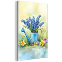 MuchoWow Aluminium schilderij 20x30 cm - Wanddecoratie metaal - Gieter - Lavendel - Bloesems - Metalen muurdecoratie woonkamer - Decoratie industrieel - Foto op dibond - Industriële accessoires slaapkamer