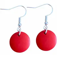 Charme Bijoux Zilveren oorhangers -hout rood -Tordis -