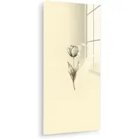 MuchoWow Glasschilderij 20x40 cm - Schilderij acrylglas - Illustratie - Tulp - Zwart - Foto op glas - Muurdecoratie woonkamer - Wanddecoratie slaapkamer - Schilderijen