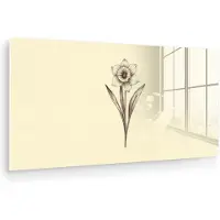 MuchoWow Glasschilderij 40x20 cm - Schilderij acrylglas - Zwart - Narcis - Illustratie - Foto op glas - Muurdecoratie woonkamer - Wanddecoratie slaapkamer - Schilderijen