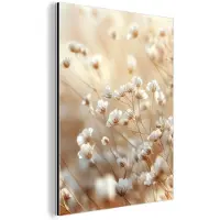 MuchoWow Aluminium schilderij 90x120 cm - Wanddecoratie metaal - Wilde - Bloemen - Wit - Metalen muurdecoratie woonkamer - Decoratie industrieel - Foto op dibond - Industriële accessoires slaapkamer