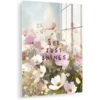 MuchoWow Glasschilderij 30x40 cm - Schilderij acrylglas - Quote - Bloemen - Schilderachtig - Foto op glas - Muurdecoratie woonkamer - Wanddecoratie slaapkamer - Schilderijen