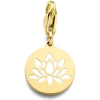 CO88 Collection 8CH-00032 Stalen Bedel - Rond - Lotus - 15 mm - Carabijnhaak - Goudkleurig