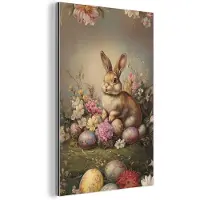 MuchoWow Aluminium schilderij 40x60 cm - Wanddecoratie metaal - Haas - Stilleven - Bloemen - Metalen muurdecoratie woonkamer - Decoratie industrieel - Foto op dibond - Industriële accessoires slaapkamer
