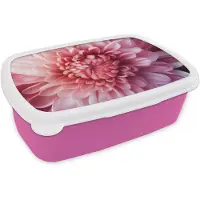 MuchoWow Broodtrommel Roze - Lunchbox Dahlia - Bloem - Close up - Roze - Brooddoos 18x12x6 cm - Brood lunch box - Broodtrommels voor kinderen en volwassenen