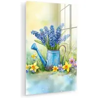 MuchoWow Glasschilderij 120x180 cm - Schilderij acrylglas - Gieter - Lavendel - Bloesems - Foto op glas - Muurdecoratie woonkamer - Wanddecoratie slaapkamer - Schilderijen