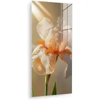 MuchoWow Glasschilderij 60x120 cm - Schilderij acrylglas - Close up - Oranje - Iris - Foto op glas - Muurdecoratie woonkamer - Wanddecoratie slaapkamer - Schilderijen