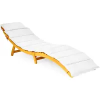 Costway Zonneligstoel, hout, inklapbare ligstoel met kussen en inklapbare hoofdsteun, ergonomische ligstoel, terrasligstoel, belastbaar tot 180 kg, houten ligstoel voor tuin, terras, achtertuin