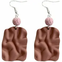 Charme Bijoux Zilveren lange oud roze oorbellen lavasteen zilverkleur-