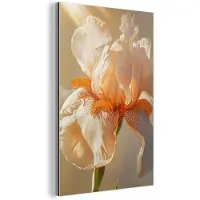 MuchoWow Aluminium schilderij 40x60 cm - Wanddecoratie metaal - Close up - Oranje - Iris - Metalen muurdecoratie woonkamer - Decoratie industrieel - Foto op dibond - Industriële accessoires slaapkamer