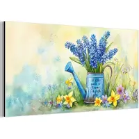 MuchoWow Aluminium schilderij 120x60 cm - Wanddecoratie metaal - Lavendelbloemen - Quote - Gieter - Metalen muurdecoratie woonkamer - Decoratie industrieel - Foto op dibond - Industriële accessoires slaapkamer