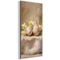 MuchoWow Aluminium schilderij 20x40 cm - Wanddecoratie metaal - Bloemen - Eieren - Geschilderd - Metalen muurdecoratie woonkamer - Decoratie industrieel - Foto op dibond - Industriële accessoires slaapkamer