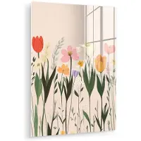 MuchoWow Glasschilderij 120x160 cm - Schilderij acrylglas - Pasteltinten - Bloemen - Illustratie - Foto op glas - Muurdecoratie woonkamer - Wanddecoratie slaapkamer - Schilderijen