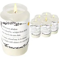 Discountershop Herdenkingskaarsen – Set van 6 Witte Grafkaarsen met kunststof omhulsel – Windbestendige gedenkkaarsen met lange brandtijd – Buitenkaars voor begraafplaats en herdenking