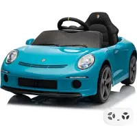 Vrooomy RUF GT Elektrische Kinderauto 12V 1 tot 5 jaar – Officieel Gelicentieerde RUF Porsche Replica met Afstandsbediening – Luxe Sportwagen met Lederen Zitje, EVA-Wielen & Bluetooth – Blauw