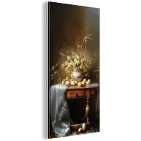 MuchoWow Aluminium schilderij 20x40 cm - Wanddecoratie metaal - Paaseieren - Stilleven - Vaas - Metalen muurdecoratie woonkamer - Decoratie industrieel - Foto op dibond - Industriële accessoires slaapkamer