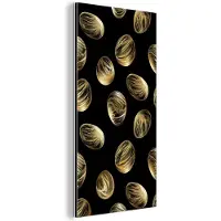 MuchoWow Aluminium schilderij 20x40 cm - Wanddecoratie metaal - Eieren - Goud - Patroon - Metalen muurdecoratie woonkamer - Decoratie industrieel - Foto op dibond - Industriële accessoires slaapkamer