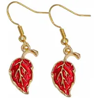 Charme Bijoux Zilver oorbellen rood boomblad goudkleurig -