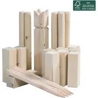 OUTDOOR PLAY Kubb Spel – – Zweeds Werpspel / Vikingschaak – FSC Berkenhout 21-delig – Buiten- & Tuinspel – Familiespel Kinderen & Volwassenen – incl. Draagtas