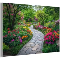 MuchoWow Aluminium schilderij 180x120 cm - Wanddecoratie metaal - Park - Bloemen - Tuin - Metalen muurdecoratie woonkamer - Decoratie industrieel - Foto op dibond - Industriële accessoires slaapkamer