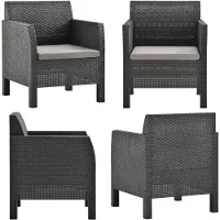 vidaXL Tuinstoel met kussen PP rattan antracietkleurig - Tuinstoel - Tuinstoelen - Stoel - Stoelen