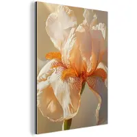 MuchoWow Aluminium schilderij 30x40 cm - Wanddecoratie metaal - Close up - Oranje - Iris - Metalen muurdecoratie woonkamer - Decoratie industrieel - Foto op dibond - Industriële accessoires slaapkamer