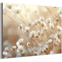 MuchoWow Aluminium schilderij 90x60 cm - Wanddecoratie metaal - Wilde - Bloemen - Wit - Metalen muurdecoratie woonkamer - Decoratie industrieel - Foto op dibond - Industriële accessoires slaapkamer