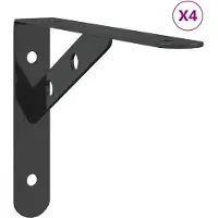 vidaXL Plankdragers 4 st 23,5x2,5x15,5 cm roestvrijstaal zwart