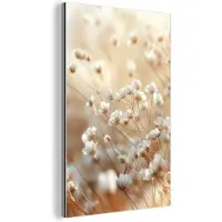 MuchoWow Aluminium schilderij 120x180 cm - Wanddecoratie metaal - Wilde - Bloemen - Wit - Metalen muurdecoratie woonkamer - Decoratie industrieel - Foto op dibond - Industriële accessoires slaapkamer