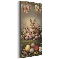 MuchoWow Aluminium schilderij 20x40 cm - Wanddecoratie metaal - Haas - Stilleven - Bloemen - Metalen muurdecoratie woonkamer - Decoratie industrieel - Foto op dibond - Industriële accessoires slaapkamer