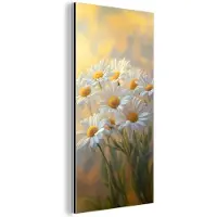 MuchoWow Aluminium schilderij 80x160 cm - Wanddecoratie metaal - Madeliefjes - Wit - Zonlicht - Metalen muurdecoratie woonkamer - Decoratie industrieel - Foto op dibond - Industriële accessoires slaapkamer