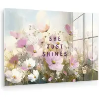 MuchoWow Glasschilderij 60x40 cm - Schilderij acrylglas - Quote - Bloemen - Schilderachtig - Foto op glas - Muurdecoratie woonkamer - Wanddecoratie slaapkamer - Schilderijen