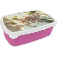 MuchoWow Broodtrommel Roze - Lunchbox Bloesems - Zonlicht - Quote - Wit - Brooddoos 18x12x6 cm - Brood lunch box - Broodtrommels voor kinderen en volwassenen