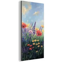 MuchoWow Aluminium schilderij 80x160 cm - Wanddecoratie metaal - Weide - Bloemen - Kleurrijk - Metalen muurdecoratie woonkamer - Decoratie industrieel - Foto op dibond - Industriële accessoires slaapkamer