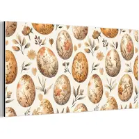 MuchoWow Aluminium schilderij 120x60 cm - Wanddecoratie metaal - Paaseieren - Bruin - Bloemen - Metalen muurdecoratie woonkamer - Decoratie industrieel - Foto op dibond - Industriële accessoires slaapkamer