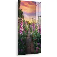 MuchoWow Glasschilderij 40x80 cm - Schilderij acrylglas - Vingerhoedskruid - Bloemen - Tuin - Foto op glas - Muurdecoratie woonkamer - Wanddecoratie slaapkamer - Schilderijen