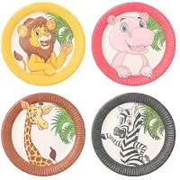 Papstar Ronde borden karton wilde dieren Ø 23 cm FSC jungle safari (20 stuks)