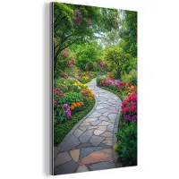 MuchoWow Aluminium schilderij 100x150 cm - Wanddecoratie metaal - Park - Bloemen - Tuin - Metalen muurdecoratie woonkamer - Decoratie industrieel - Foto op dibond - Industriële accessoires slaapkamer