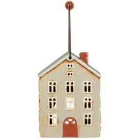 Ib Laursen - Keramieken Huisje met Houten Handgreep - Lantaarn - Waxinelichthouder
