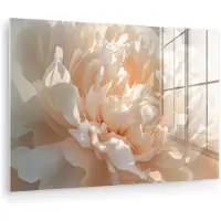 MuchoWow Glasschilderij 90x60 cm - Schilderij acrylglas - Close up - Pioenroos - Lichtroze - Foto op glas - Muurdecoratie woonkamer - Wanddecoratie slaapkamer - Schilderijen