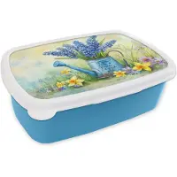 MuchoWow Broodtrommel Blauw - Lunchbox Lavendelbloemen - Quote - Gieter - Brooddoos 18x12x6 cm - Brood lunch box - Broodtrommels voor kinderen en volwassenen