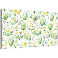 MuchoWow Aluminium schilderij 80x40 cm - Wanddecoratie metaal - Patroon - Groen - Eieren - Metalen muurdecoratie woonkamer - Decoratie industrieel - Foto op dibond - Industriële accessoires slaapkamer